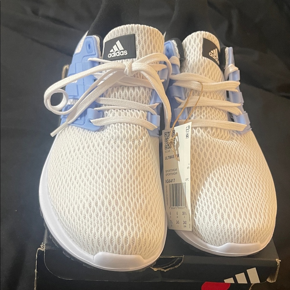 Adidas Mesh Sneakers in White and Light Blue NWT